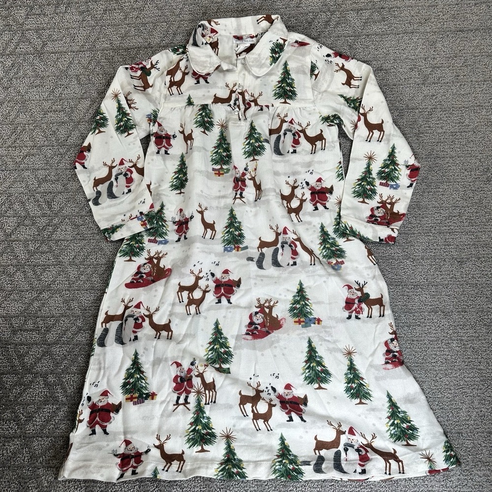 POTTERY BARN KIDS‎ Heritage Santa FLANNEL NIGHTGOWN Size 8